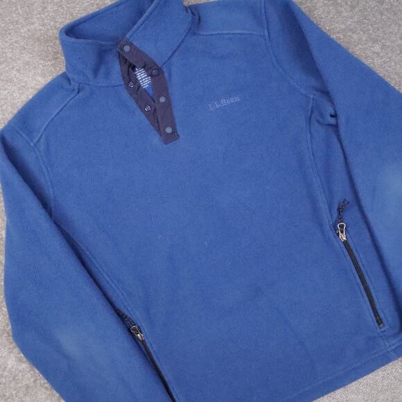 L.L.Bean Polartec Fleece Large Blue Long Sleeve 1/4 Snap Pullover Sweatshirt - Picture 10 of 12
